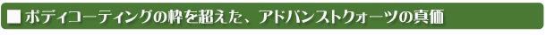 ボディコーティングの枠を超えた、アドバンストクォーツの真価